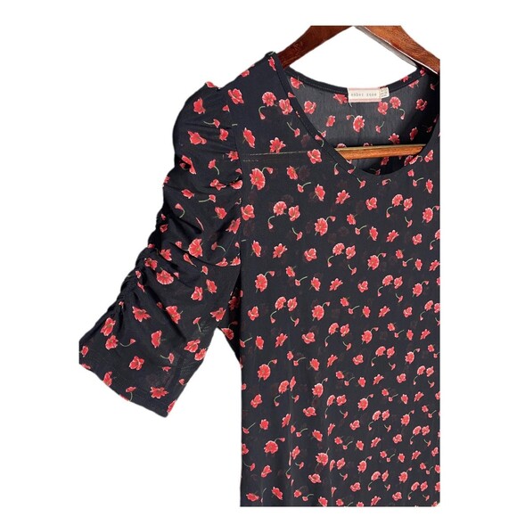 Large Sheer Floral Top, Ember Rose,Stretchy - Picture 2 of 5